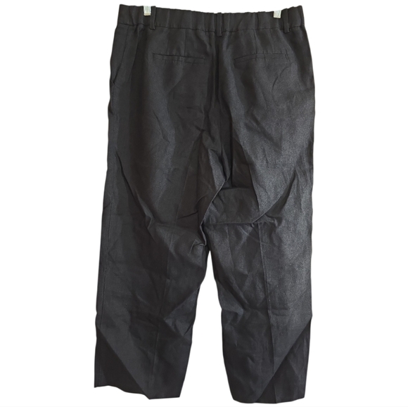 Talbots Black Linen Wide Leg Cropped Pants 8 Coastal Beachy Natural Fabric - Picture 4 of 7